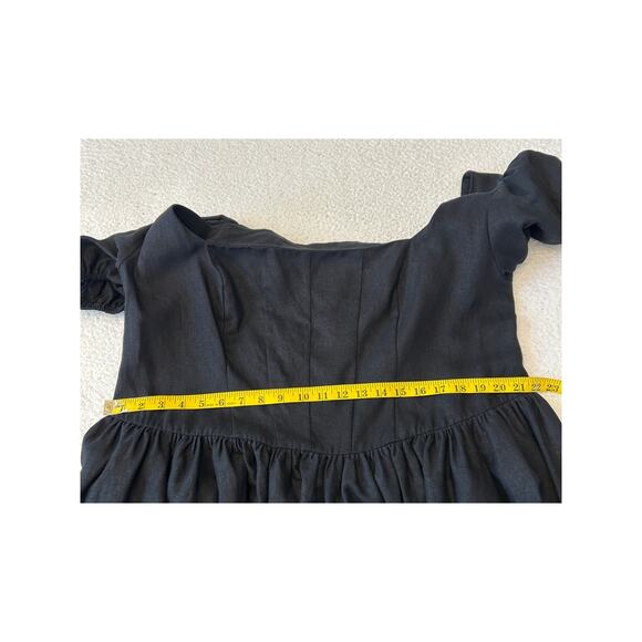 ASOS Design Women's Fit & Flare Mini Dress Sz 18 Black Linen Blend Party NWT - Picture 4 of 9